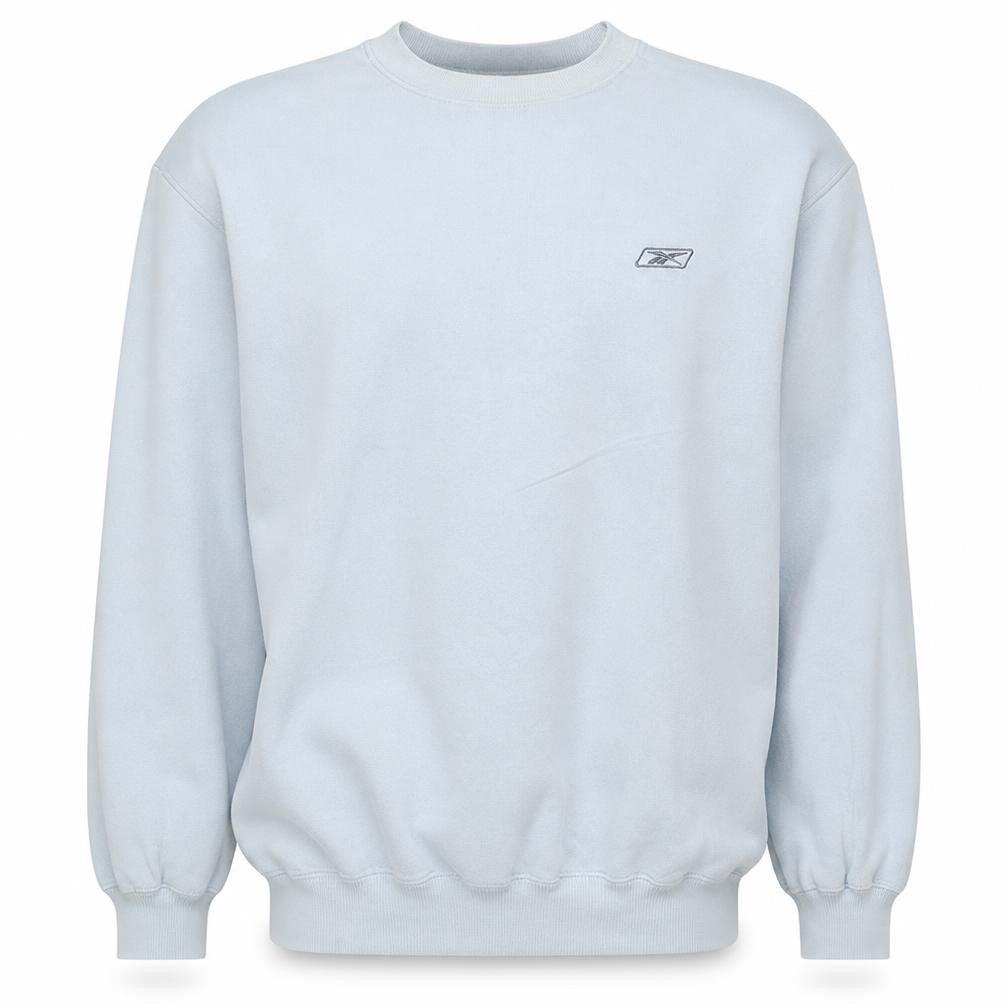 Reebok Men Blue L Pullover Sweatshirt Crew Neck Logo Fleece