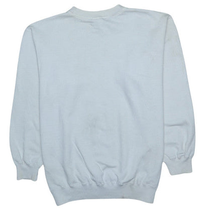 Reebok Men Blue L Pullover Sweatshirt Crew Neck Logo Fleece