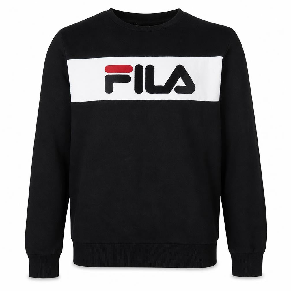 Fila Mens Black Small Crew Neck Pullover Logo Sweatshirt