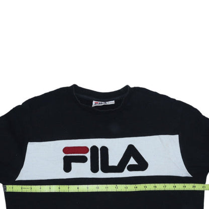 FILA Mens Black Small Crew Neck Pullover Logo Sweatshirt