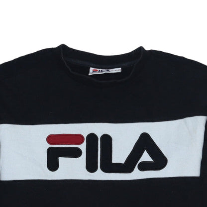 FILA Mens Black Small Crew Neck Pullover Logo Sweatshirt