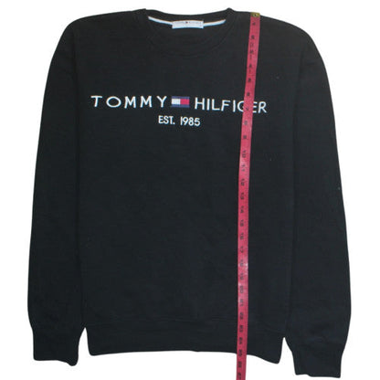 Tommy Hilfiger Men's Black Crew Neck Sweatshirt M Embroidered Logo