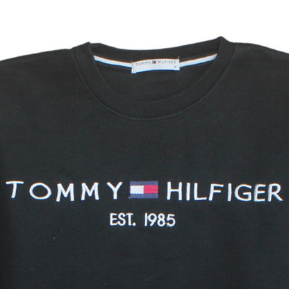 Tommy Hilfiger Men's Black Crew Neck Sweatshirt M Embroidered Logo