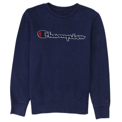 Champion Men Blue Logo Crew Neck Pullover Sweatshirt Size S