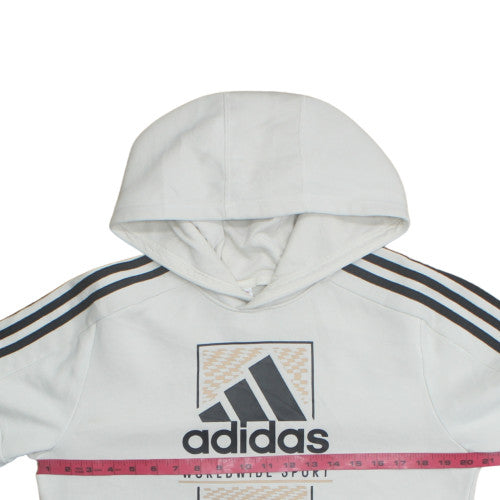 Adidas Boys White Pullover Hoodie Size 13-14 Years Cotton Blend