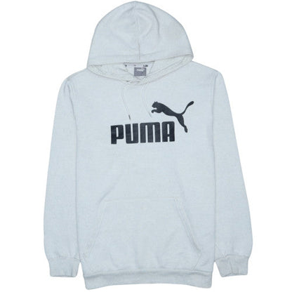 Puma Men's Grey Pullover Hoodie M Logo Sports Fleece