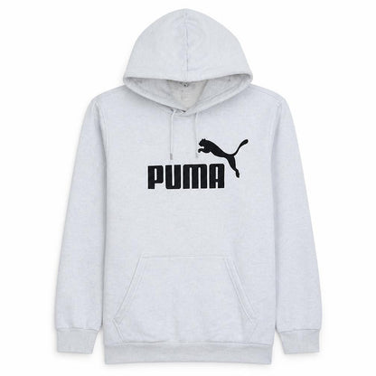 Puma Men's Grey Pullover Hoodie M Logo Sports Fleece