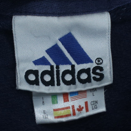 Adidas Men’s Blue L Pullover Sweatshirt Vintage Embroidered Logo