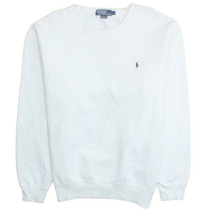 Polo Ralph Lauren Women White Cotton Blend Crew Neck Sweatshirt L