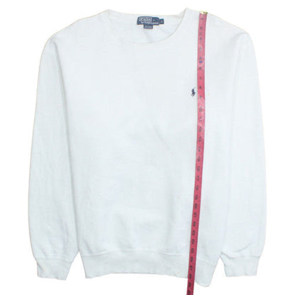 Polo Ralph Lauren Women White Cotton Blend Crew Neck Sweatshirt L