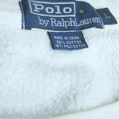 Polo Ralph Lauren Women White Cotton Blend Crew Neck Sweatshirt L
