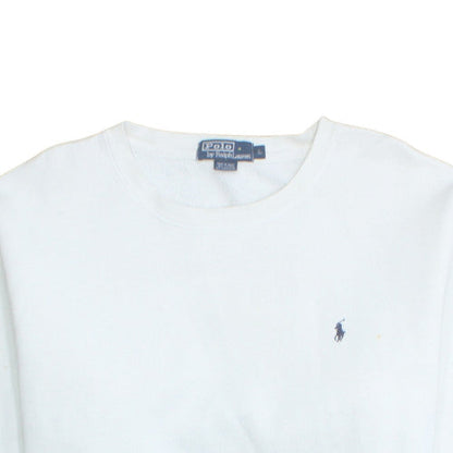 Polo Ralph Lauren Women White Cotton Blend Crew Neck Sweatshirt L