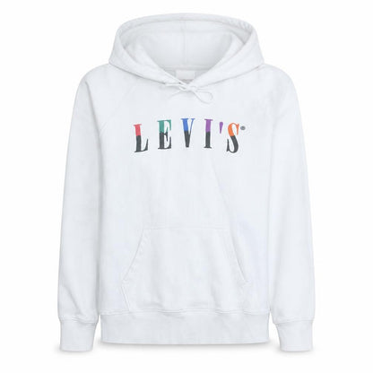 Levi's Women White Hoodie M Pullover Cotton Logo Graphic