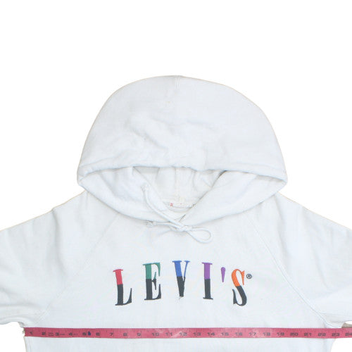 Levi's Women White Hoodie M Pullover Cotton Logo Graphic