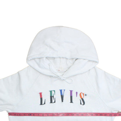 Levi's Women White Hoodie M Pullover Cotton Logo Graphic