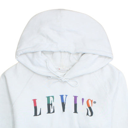 Levi's Women White Hoodie M Pullover Cotton Logo Graphic