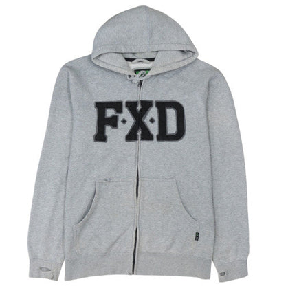 FXD Mens Grey Full Zip Hoodie Size L Regular Fit Logo Sweatshirt