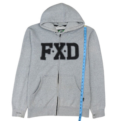 FXD Mens Grey Full Zip Hoodie Size L Regular Fit Logo Sweatshirt