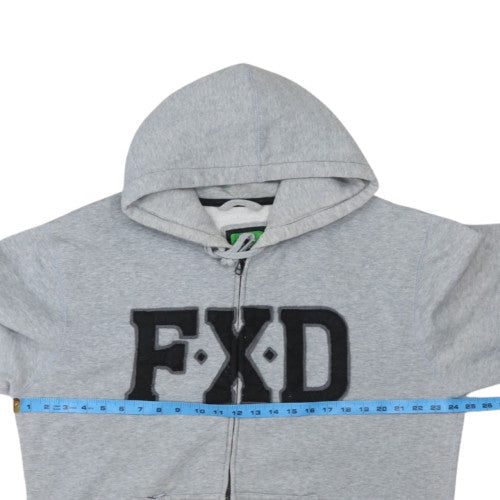 FXD Mens Grey Full Zip Hoodie Size L Regular Fit Logo Sweatshirt