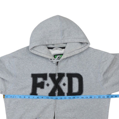 FXD Mens Grey Full Zip Hoodie Size L Regular Fit Logo Sweatshirt