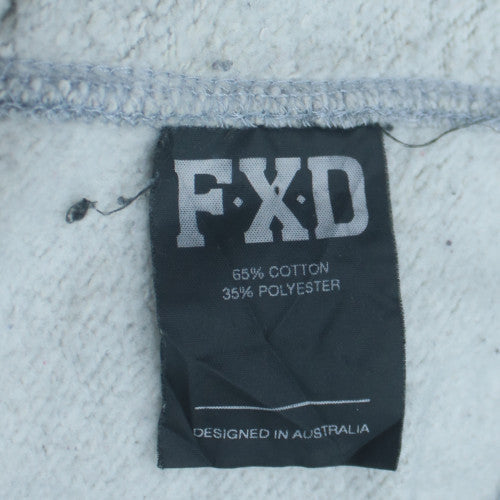 FXD Mens Grey Full Zip Hoodie Size L Regular Fit Logo Sweatshirt