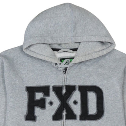 FXD Mens Grey Full Zip Hoodie Size L Regular Fit Logo Sweatshirt