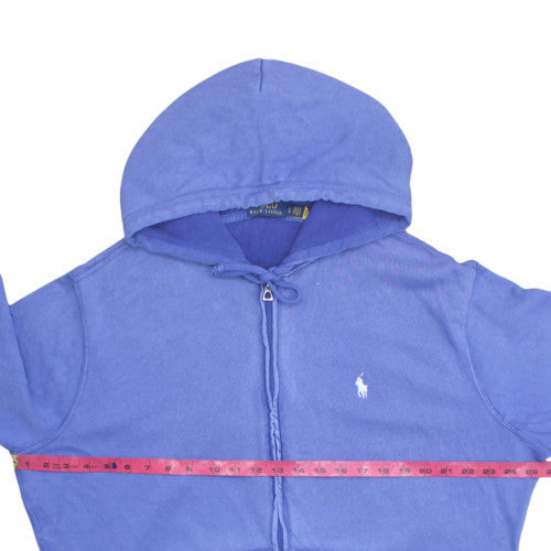Ralph Lauren Men's Blue Full Zip Hoodie Size L Cotton Logo