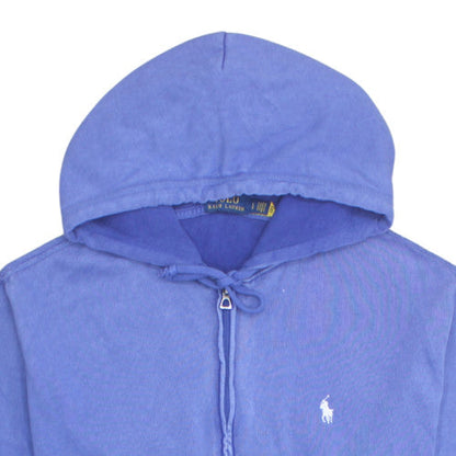 Ralph Lauren Men's Blue Full Zip Hoodie Size L Cotton Logo