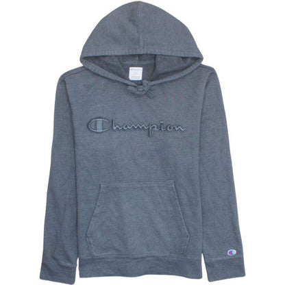Champion Men's Grey Pullover Hoodie M Embroidered Logo Fleece