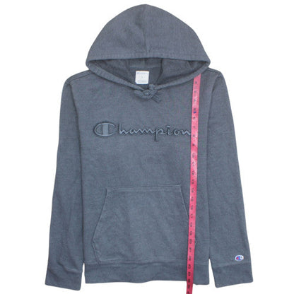 Champion Men's Grey Pullover Hoodie M Embroidered Logo Fleece