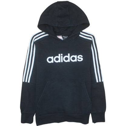 Adidas Boys Black Pullover Hoodie 13-14 Years Cotton Blend Logo Print