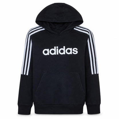 Adidas Boys Black Pullover Hoodie 13-14 Years Cotton Blend Logo Print