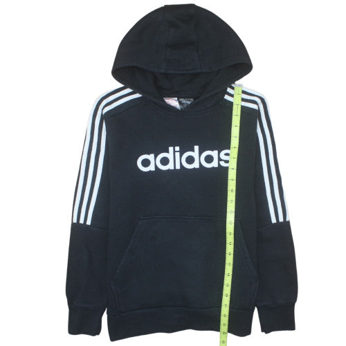 Adidas Boys Black Pullover Hoodie 13-14 Years Cotton Blend Logo Print