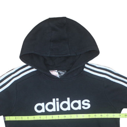 Adidas Boys Black Pullover Hoodie 13-14 Years Cotton Blend Logo Print