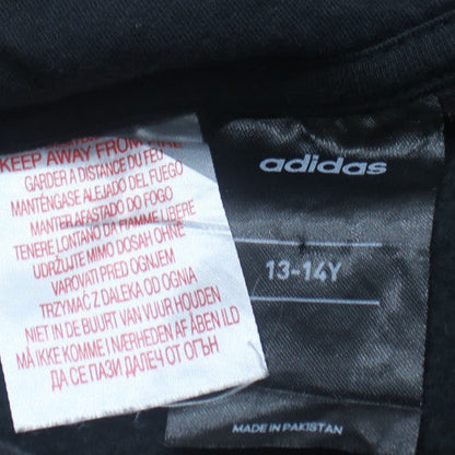 Adidas Boys Black Pullover Hoodie 13-14 Years Cotton Blend Logo Print