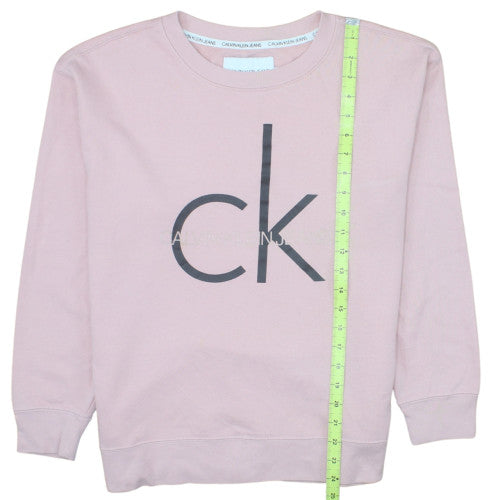 Calvin Klein Jeans Women's Pink Logo Crew Neck Sweatshirt M Cotton Blend