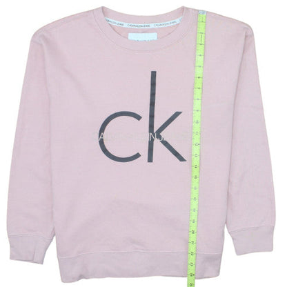 Calvin Klein Jeans Women's Pink Logo Crew Neck Sweatshirt M Cotton Blend