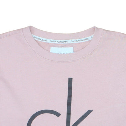 Calvin Klein Jeans Women's Pink Logo Crew Neck Sweatshirt M Cotton Blend