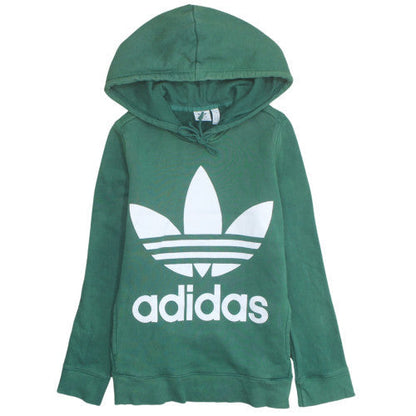 Adidas Womens Green Pullover Hoodie UK 8 Cotton Hooded Sweatshirt