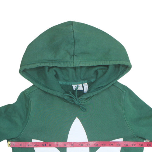Adidas Womens Green Pullover Hoodie UK 8 Cotton Hooded Sweatshirt