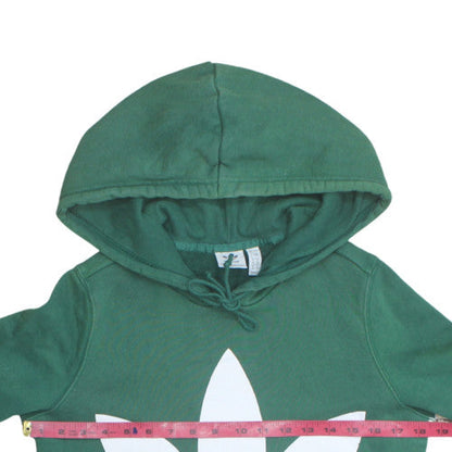 Adidas Womens Green Pullover Hoodie UK 8 Cotton Hooded Sweatshirt
