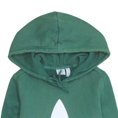 Adidas Womens Green Pullover Hoodie UK 8 Cotton Hooded Sweatshirt