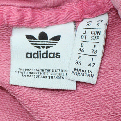 Adidas Women Pink Pullover Hoodie Size 10 Logo Print Cotton Blend