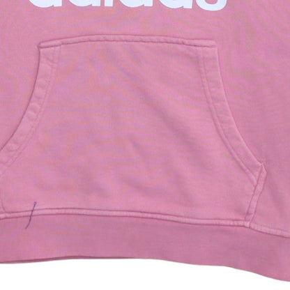 Adidas Women Pink Pullover Hoodie Size 10 Logo Print Cotton Blend