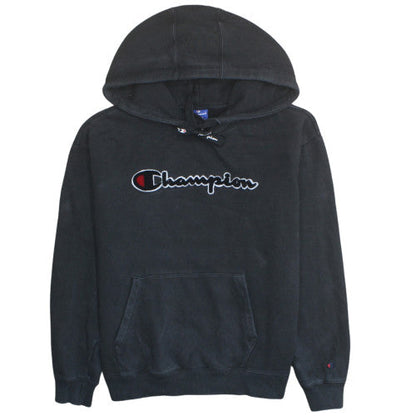 Champion Womens Black Small Pullover Hoodie 100% Cotton Logo Design