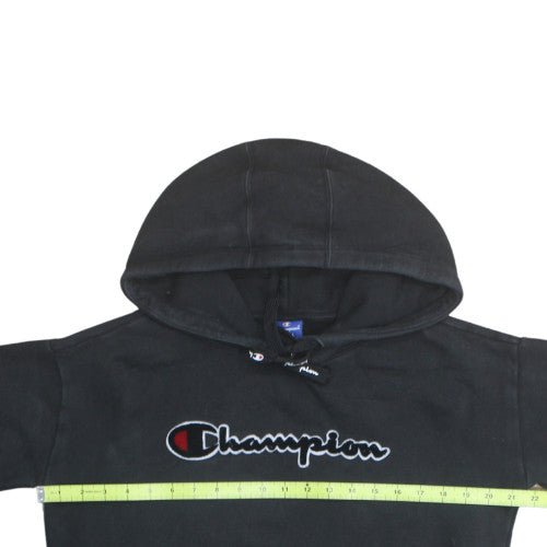 Champion Womens Black Small Pullover Hoodie 100% Cotton Logo Design