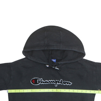 Champion Womens Black Small Pullover Hoodie 100% Cotton Logo Design