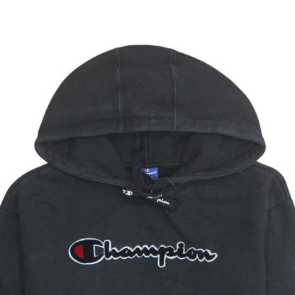 Champion Womens Black Small Pullover Hoodie 100% Cotton Logo Design