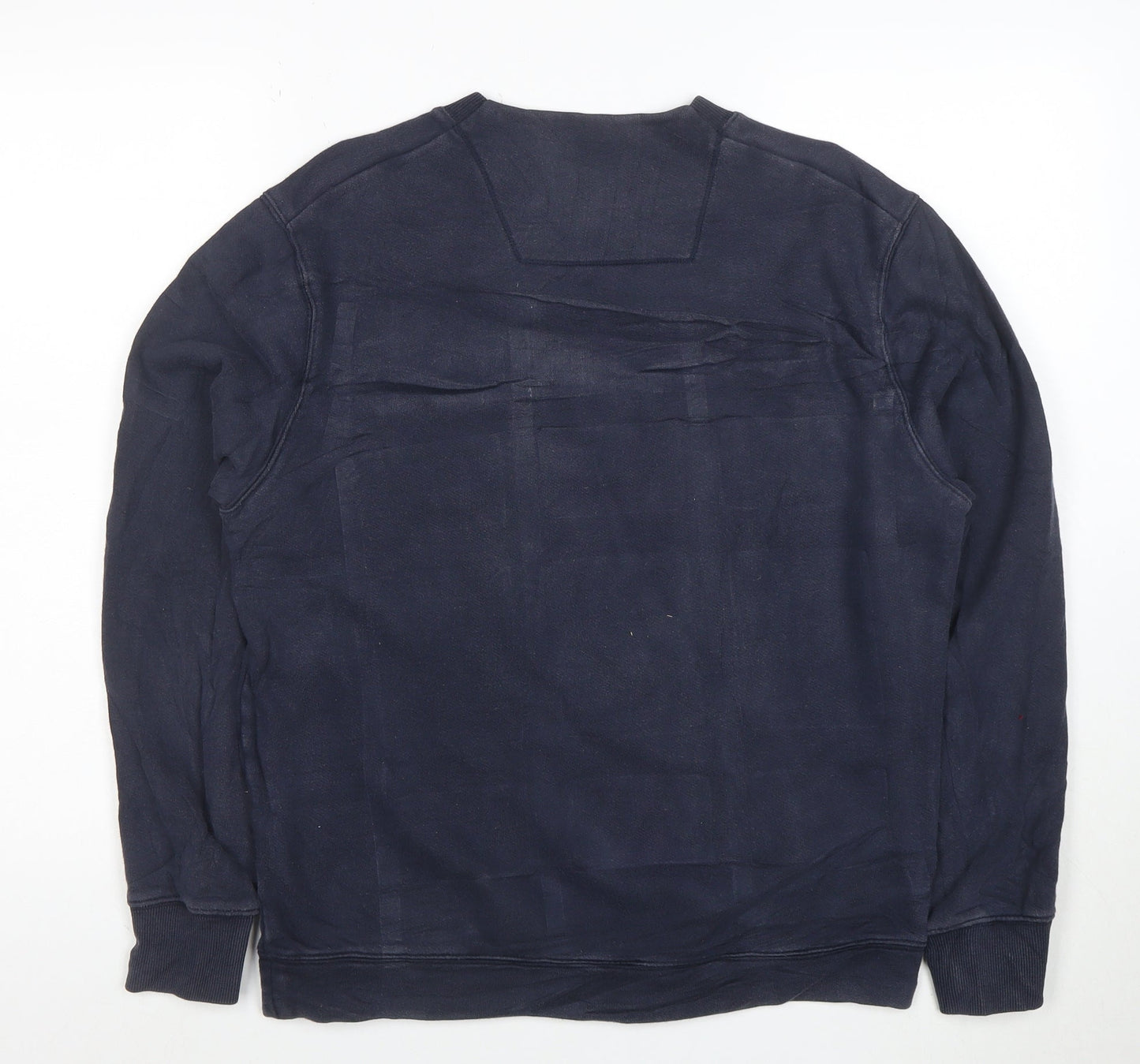 C.P. Company Men's Blue Cotton Crew Neck Logo Sweatshirt M