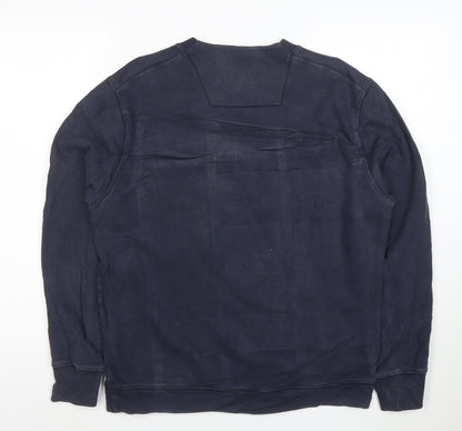 C.P. Company Men's Blue Cotton Crew Neck Logo Sweatshirt M